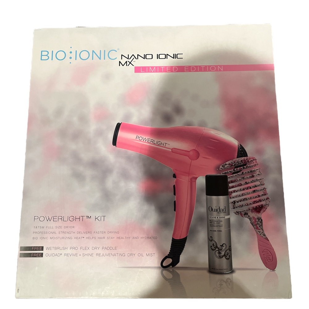 Bio Ionic Powerlight Rose Limited Edition hair dryer Kit NanoIonic MX NEW